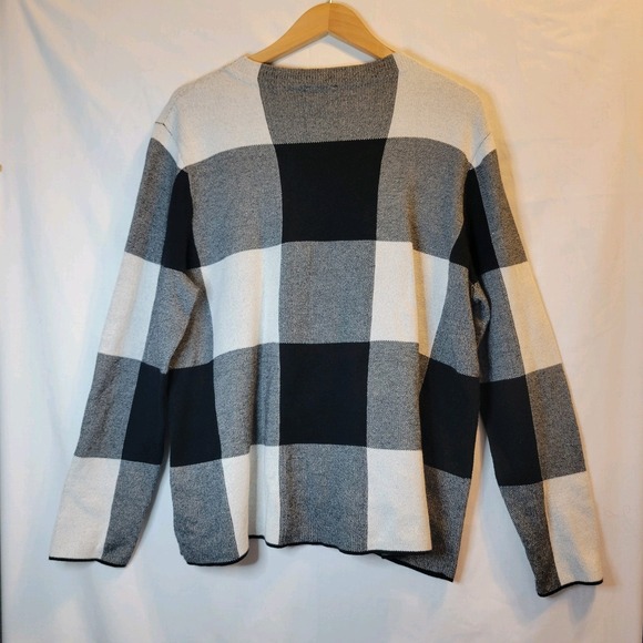 J Jill Top Women Pull Over Sweater Black White 100% Cotton - Picture 2 of 5